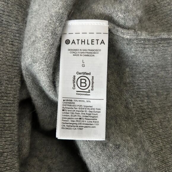 Athleta Luxe Wool Cashmere Crew Sweater in Dark Gray Heather Size Large - Picture 6 of 7